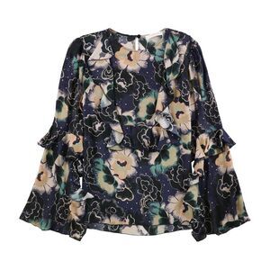 SeeByChloe Womens Ruffled Sleeve Floral Peplum Blouse, Multicoloured, NWT